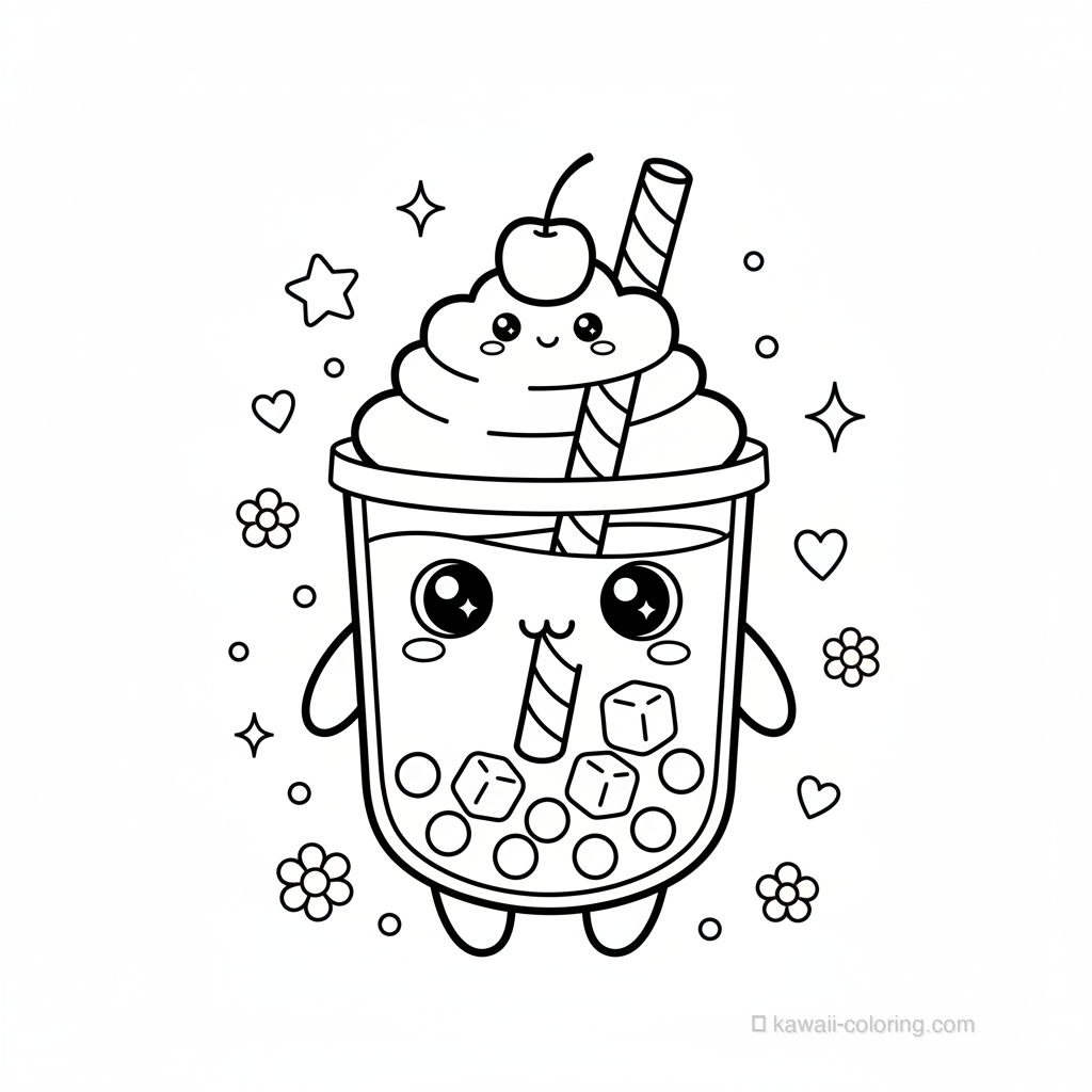 Desenho Kawaii Drinks para Colorir #28