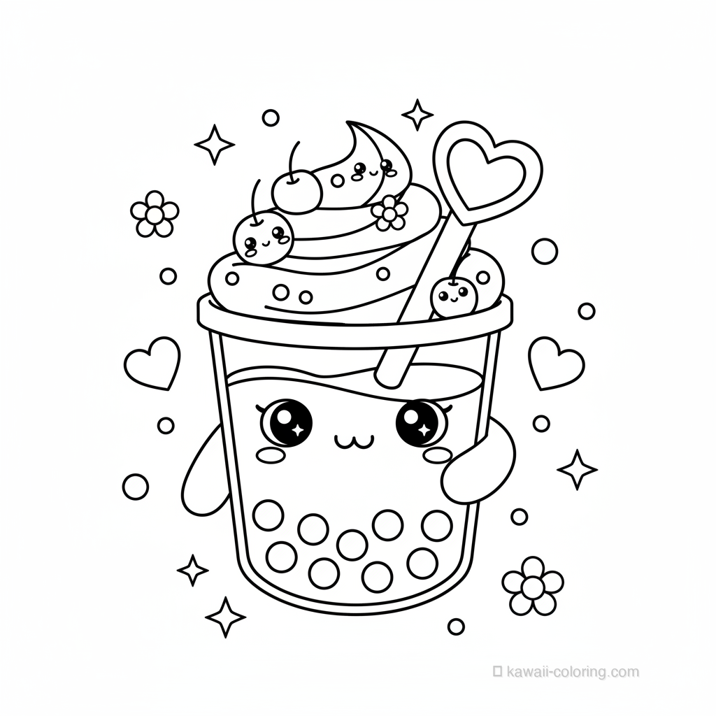 Coloriage Kawaii Boissons Kawaii #27