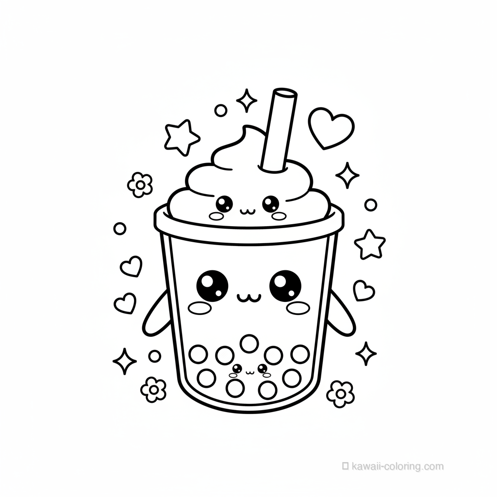 Coloriage Kawaii Boissons Kawaii #23