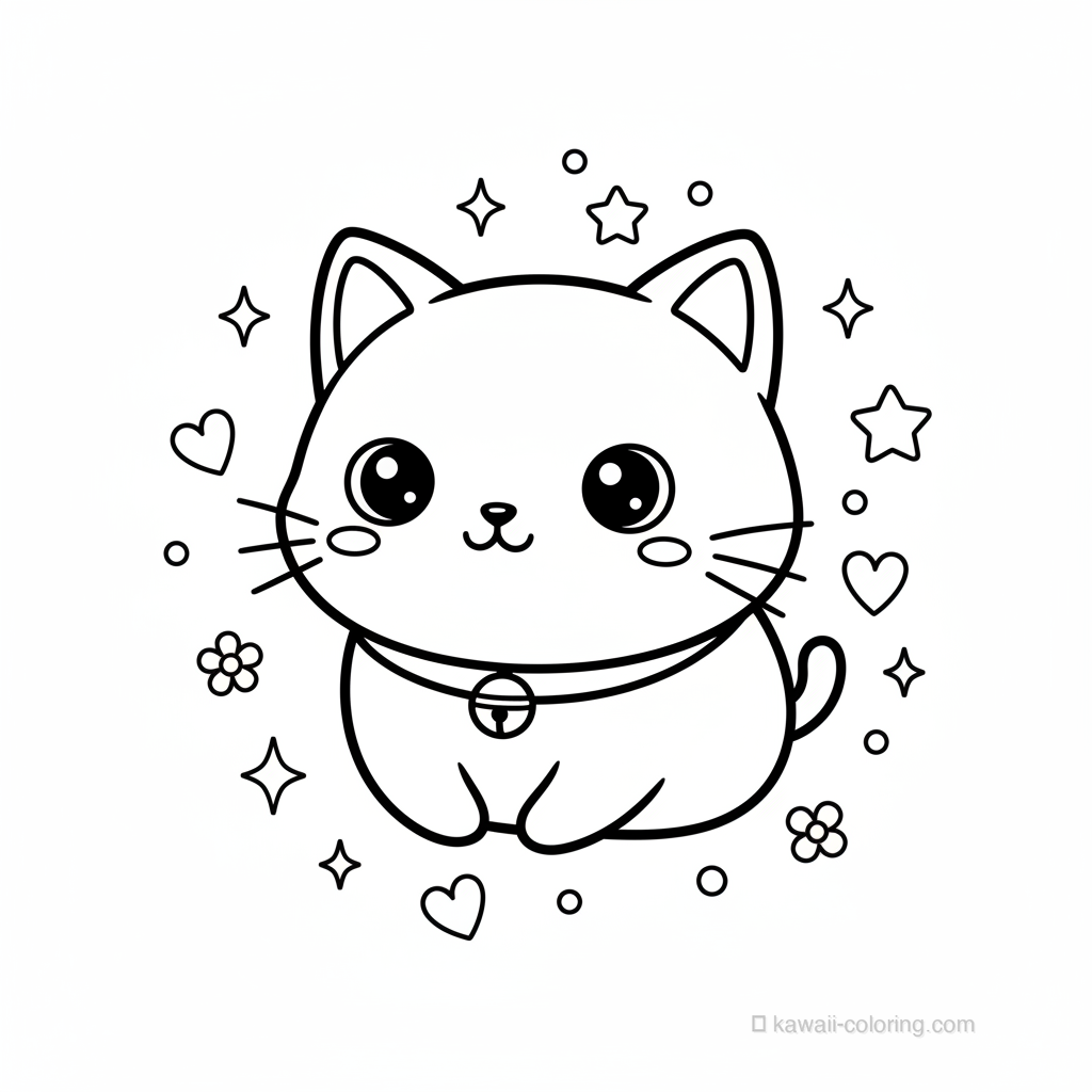 Coloriage Kawaii Chats Kawaii #30