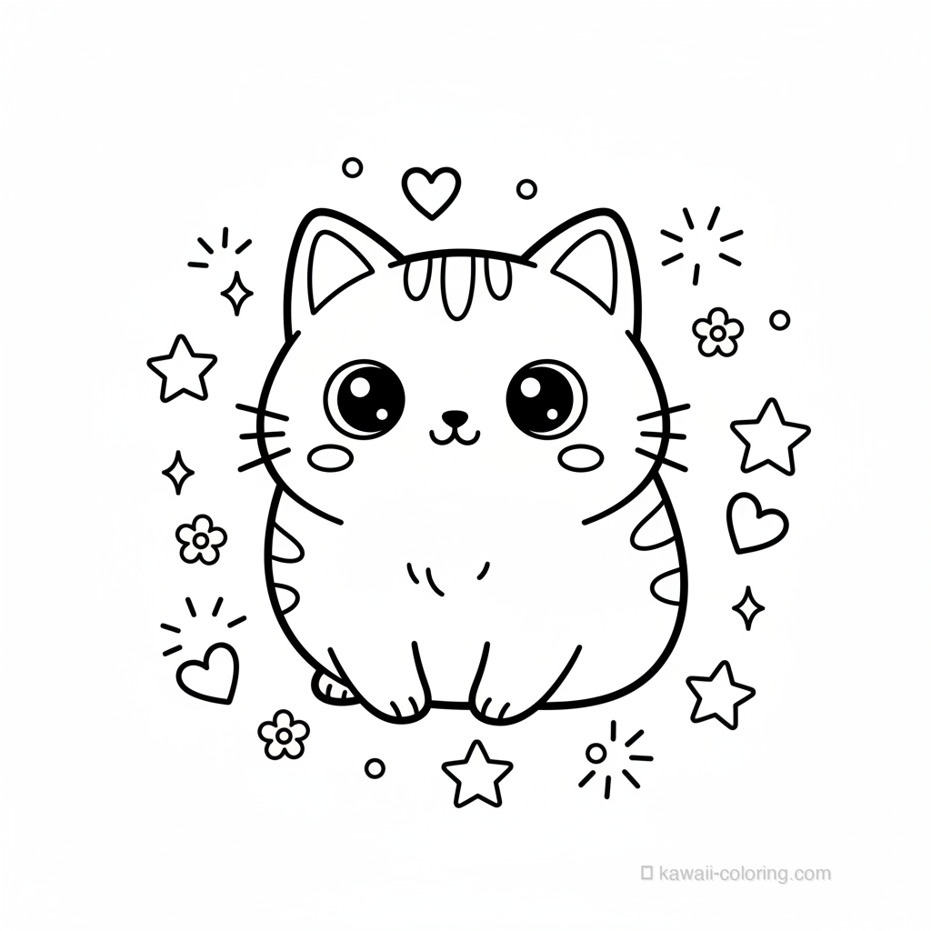 Coloriage Kawaii Chats Kawaii #24