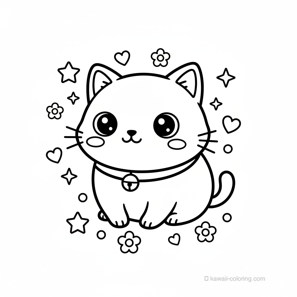 Coloriage Kawaii Chats Kawaii #23