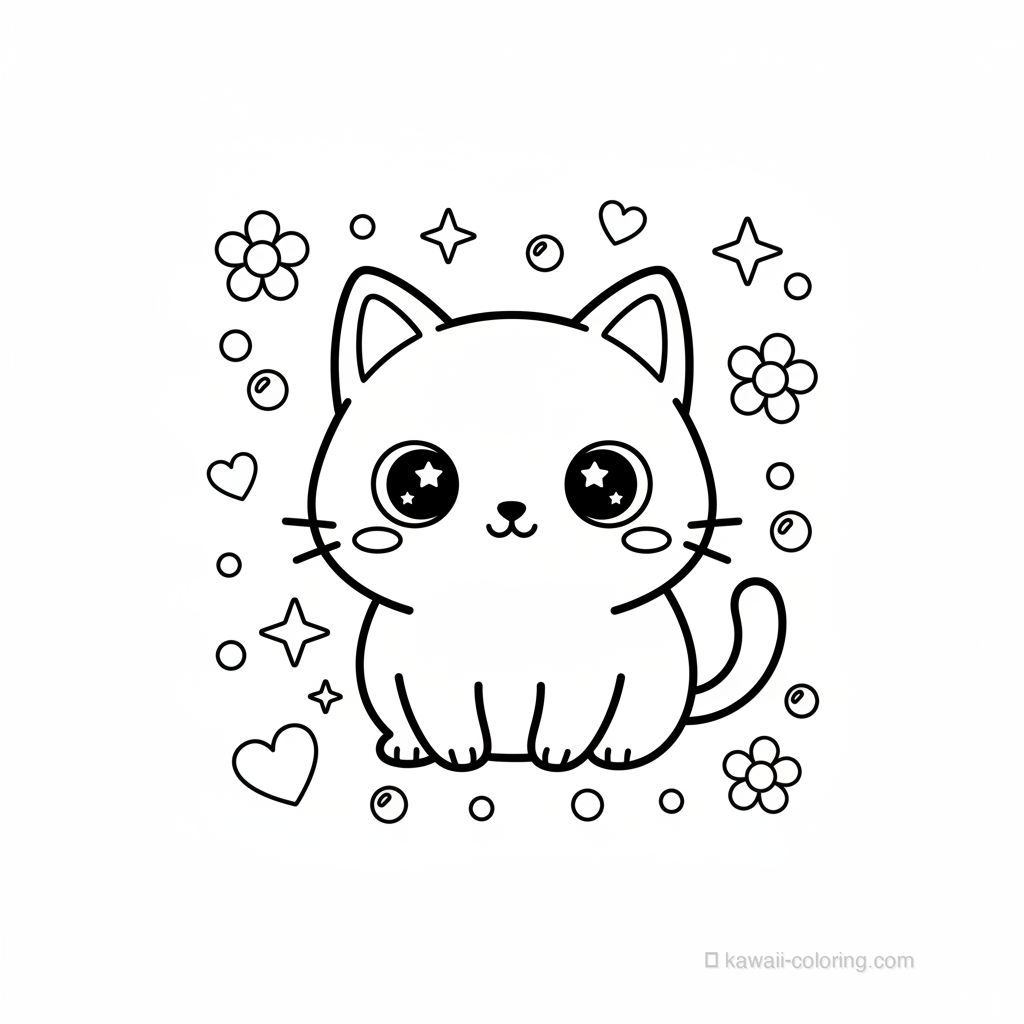 Coloriage Kawaii Chats Kawaii #28