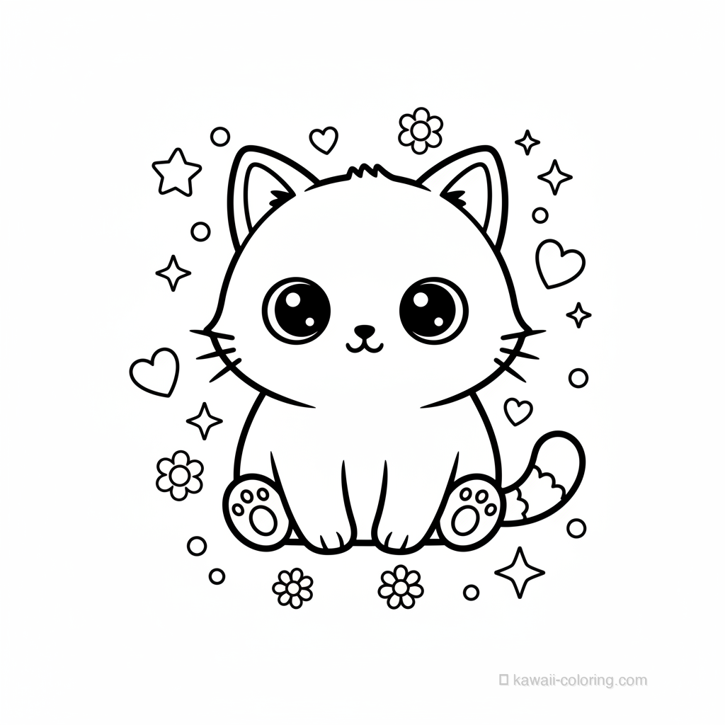 Coloriage Kawaii Chats Kawaii #21