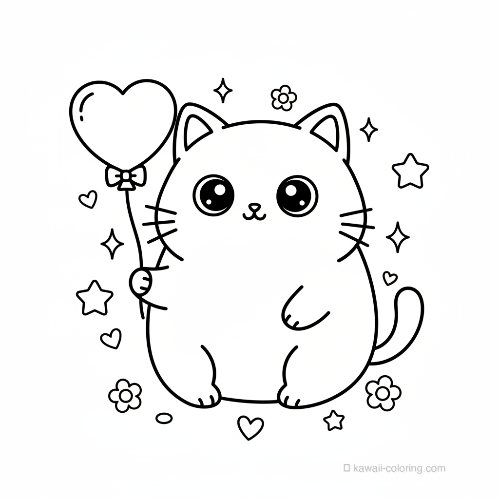 Coloriage Kawaii Chats Kawaii #26