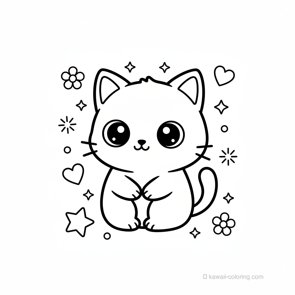 Coloriage Kawaii Chats Kawaii #22