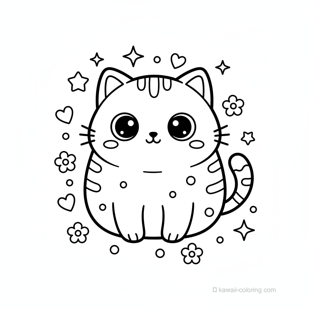 Coloriage Kawaii Chats Kawaii #27