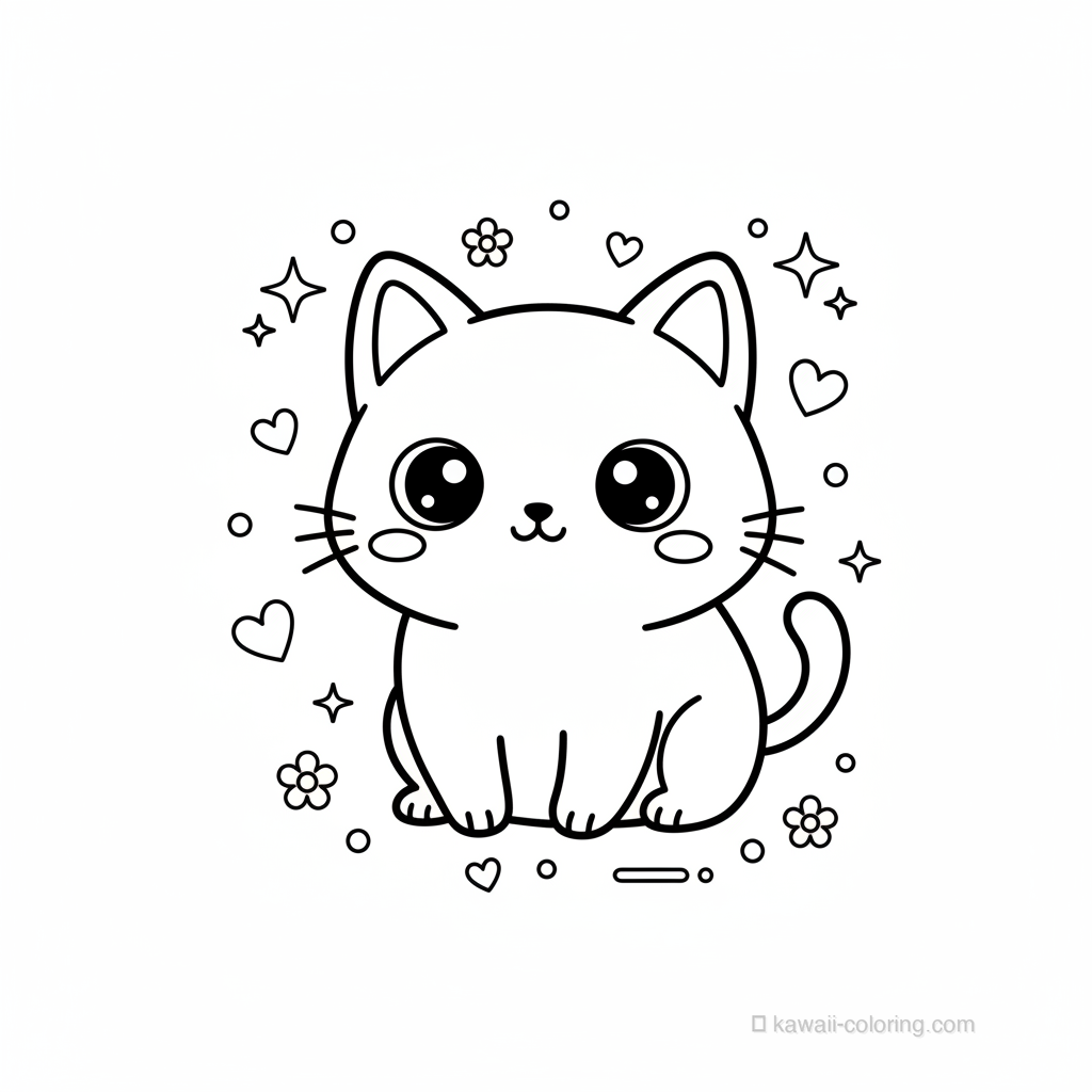 Coloriage Kawaii Chats Kawaii #29