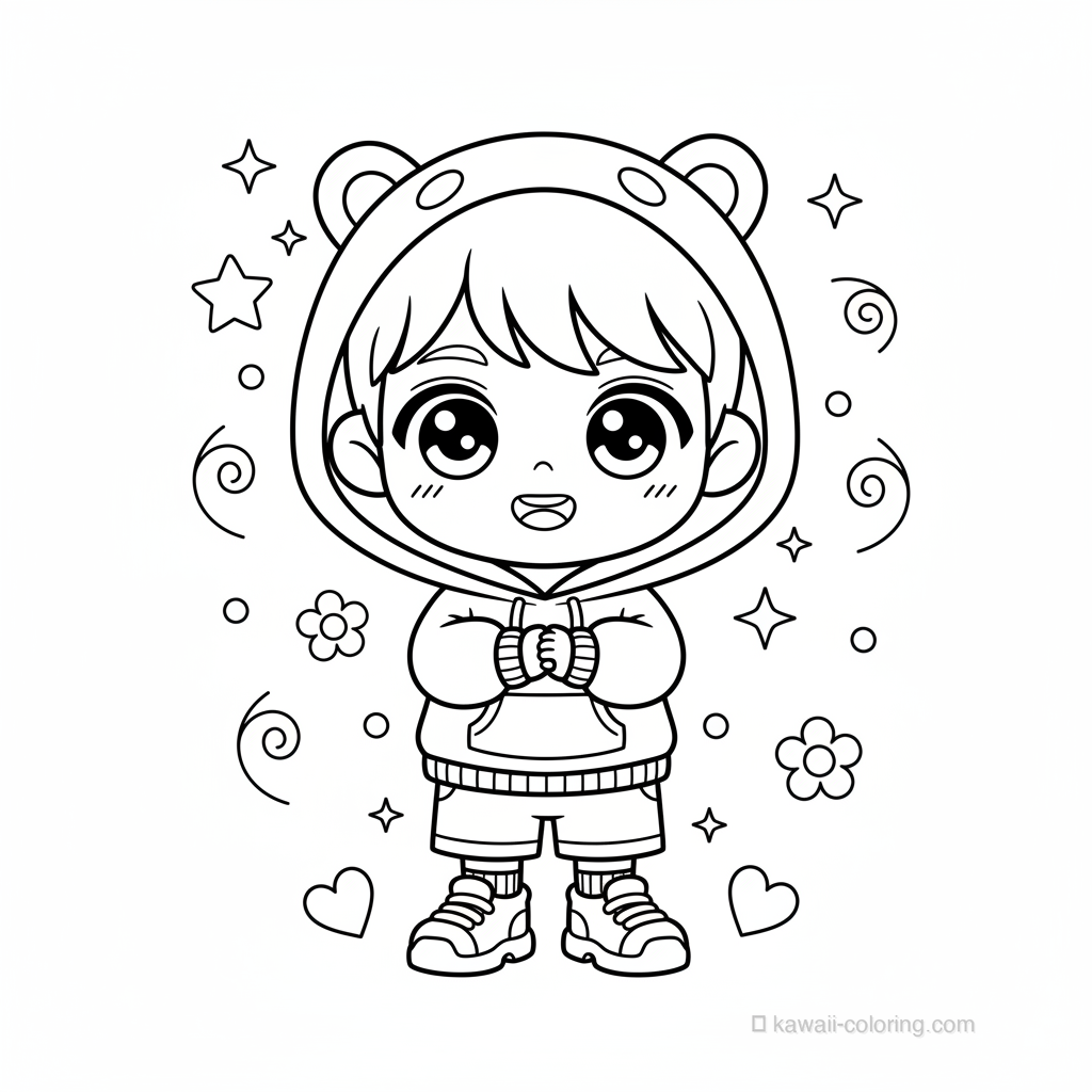 Dibujo Kawaii Chibi Boys para Colorear #4