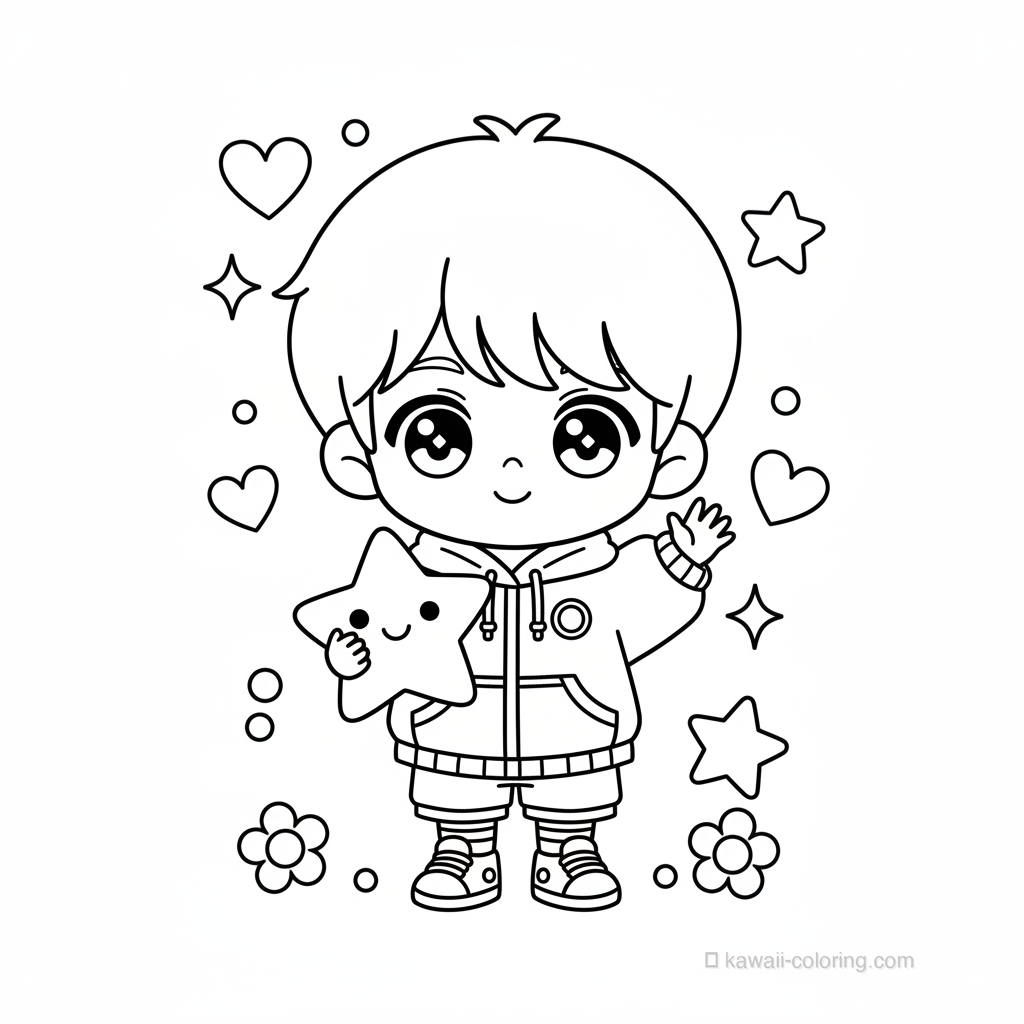 Dibujo Kawaii Chibi Boys para Colorear #8