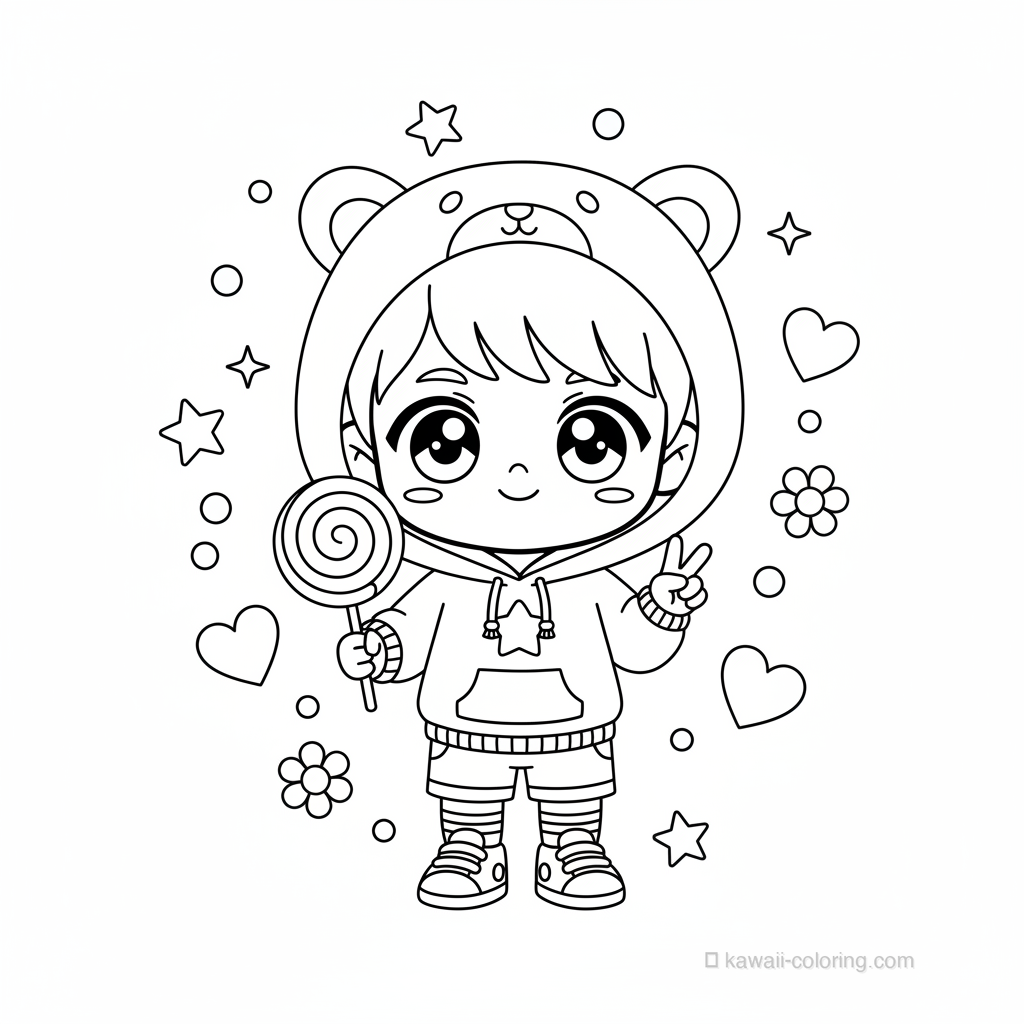 Kawaii Chibi Boys Coloring Page #3