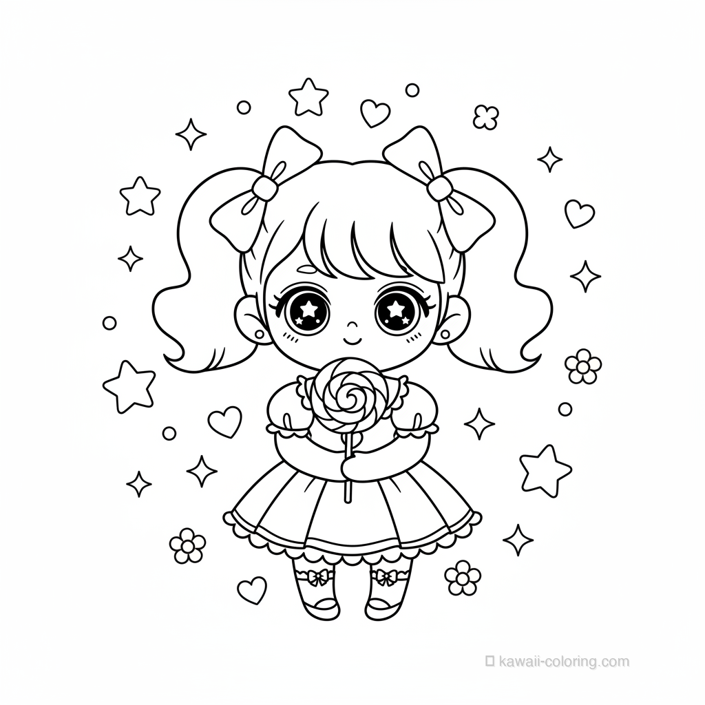 Kawaii Chibi Girls Coloring Page #10