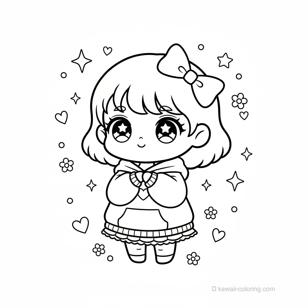 Kawaii Chibi Girls Ausmalbild #3