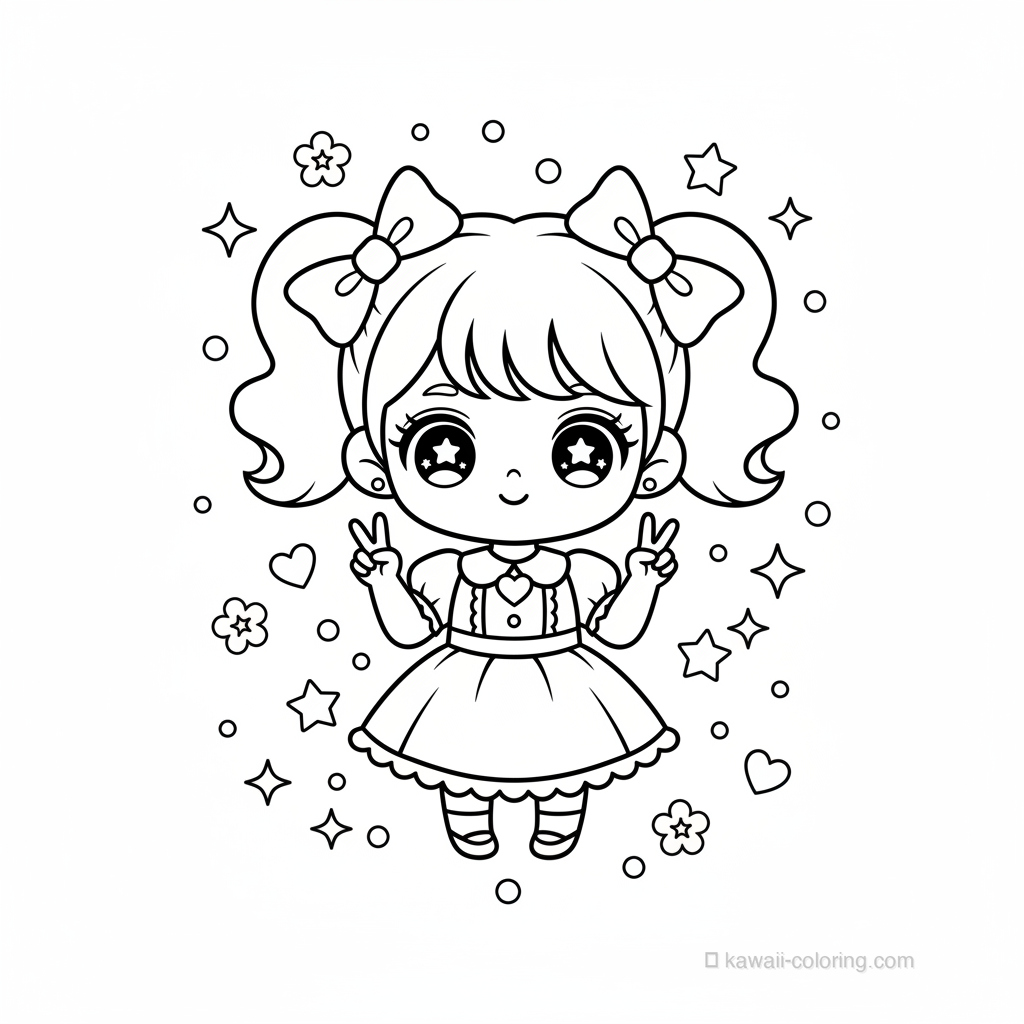 Dibujo Kawaii Chibi Girls para Colorear #19