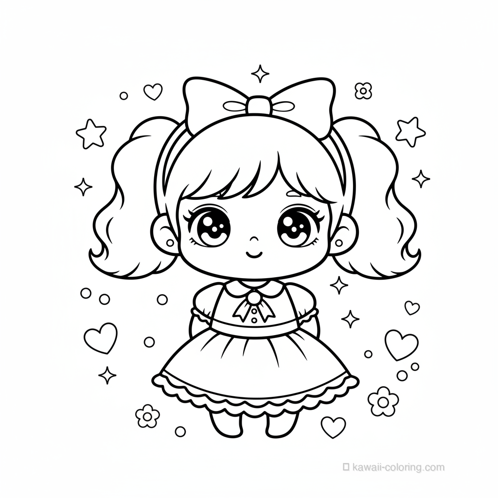 Coloriage Kawaii Chibi Girls #7