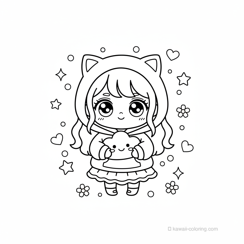 Disegno Kawaii Chibi Girls da Colorare #13
