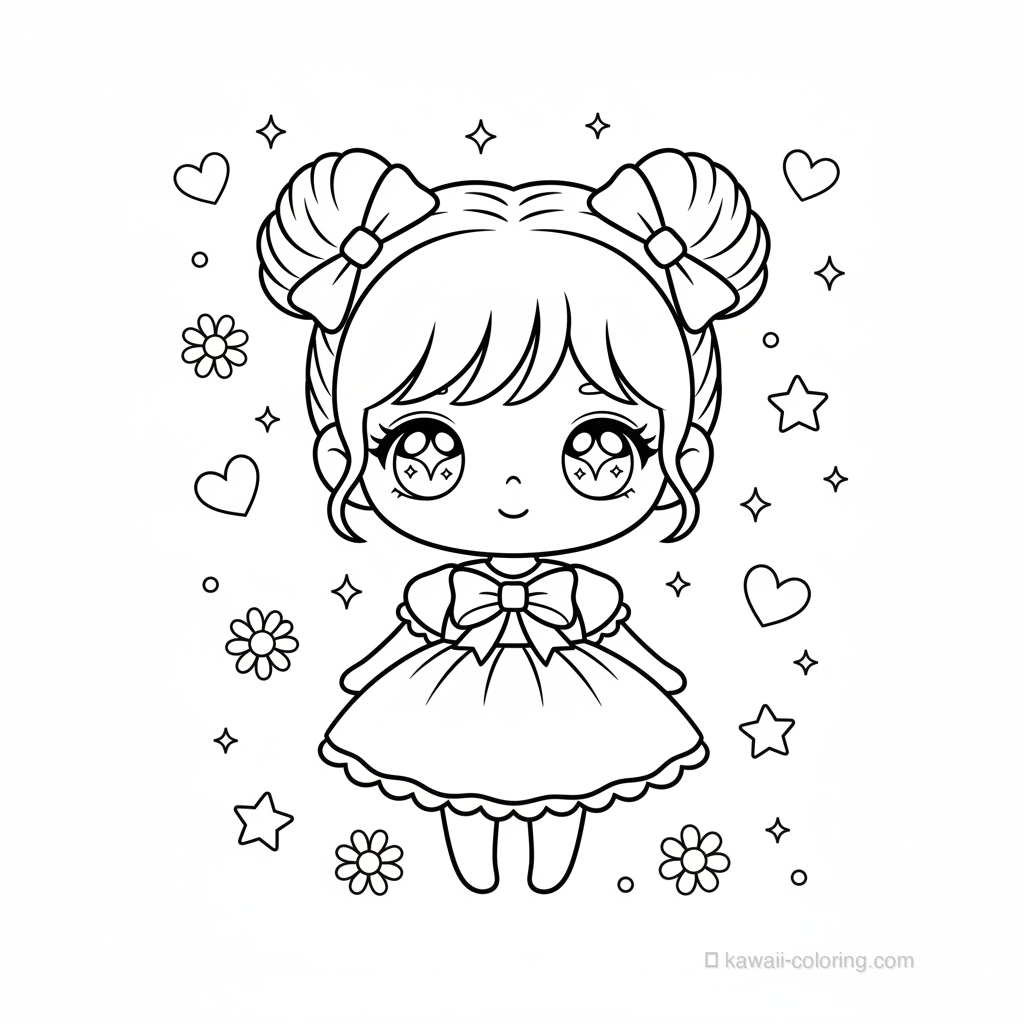 Coloriage Kawaii Chibi Girls #6