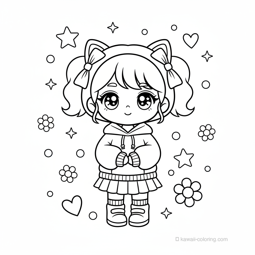 Coloriage Kawaii Chibi Girls #4