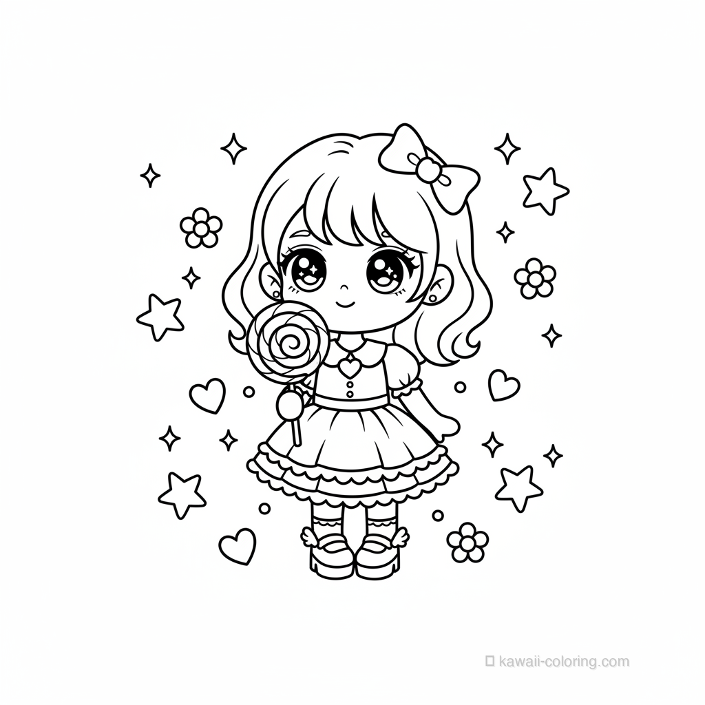 Disegno Kawaii Chibi Girls da Colorare #18