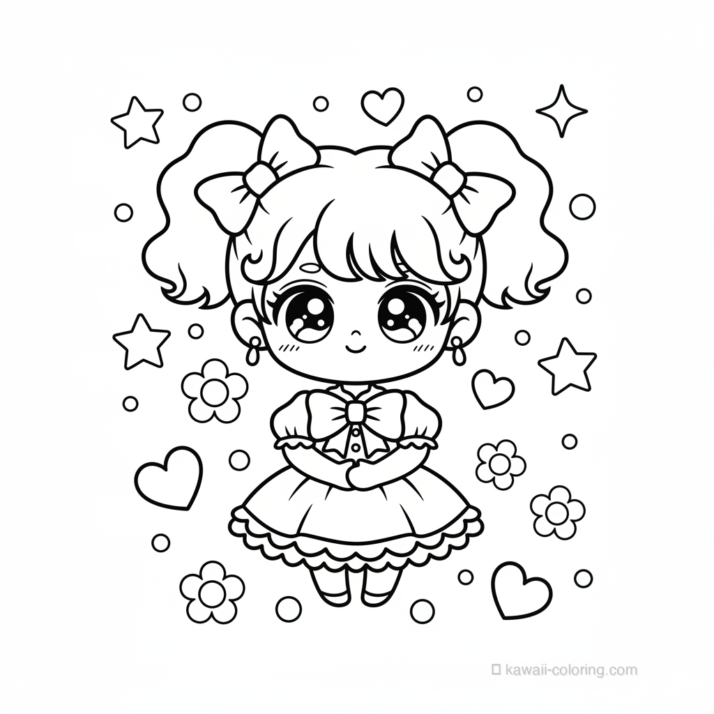 Kawaii Chibi Girls Ausmalbild #12
