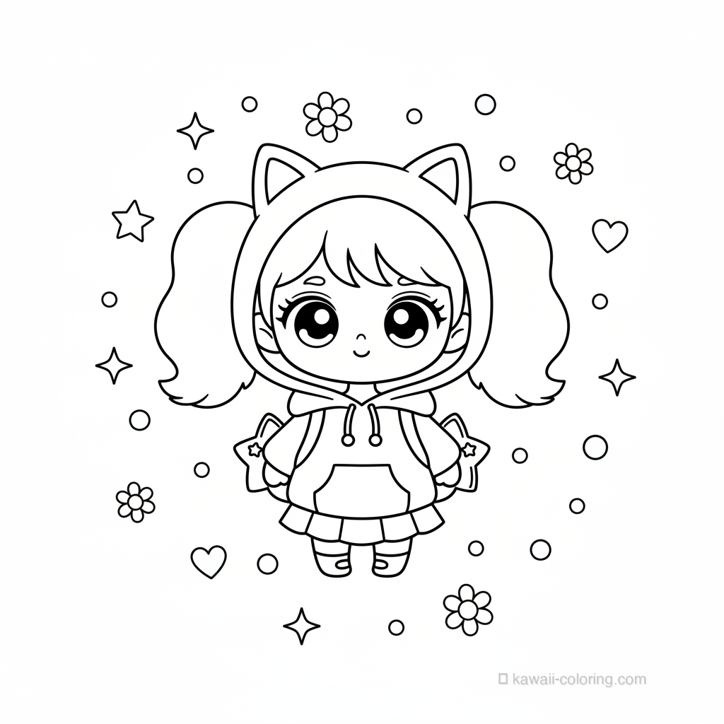 Coloriage Kawaii Chibi Girls #14
