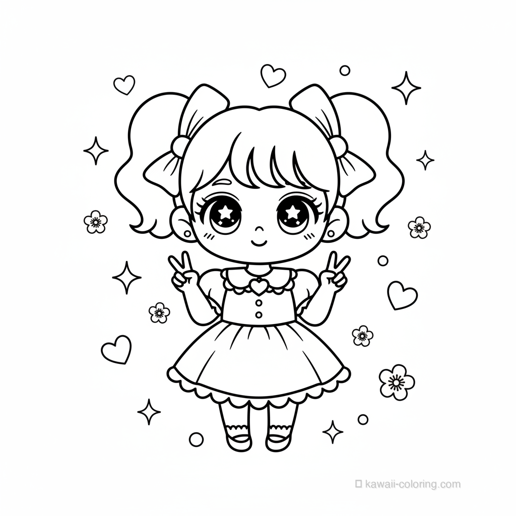 Kawaii Chibi Girls Ausmalbild #2