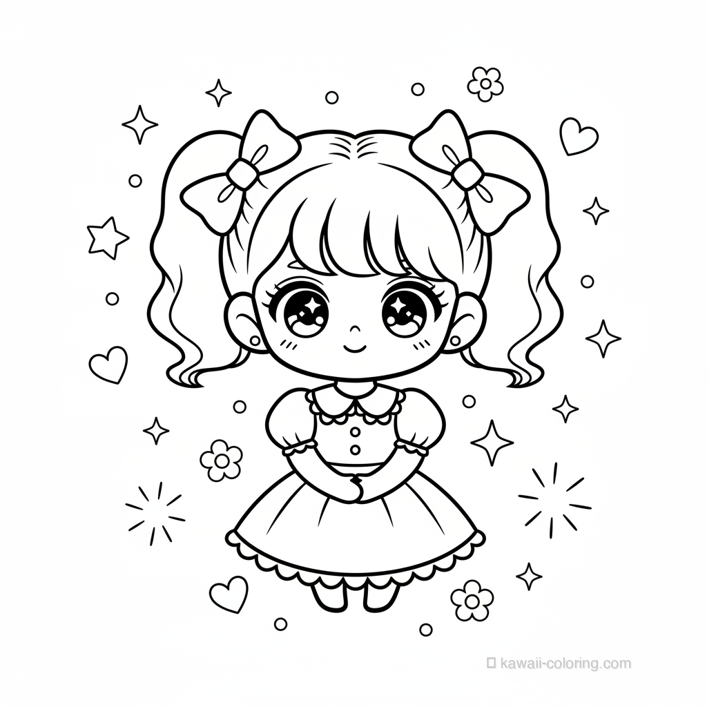 Coloriage Kawaii Chibi Girls #8