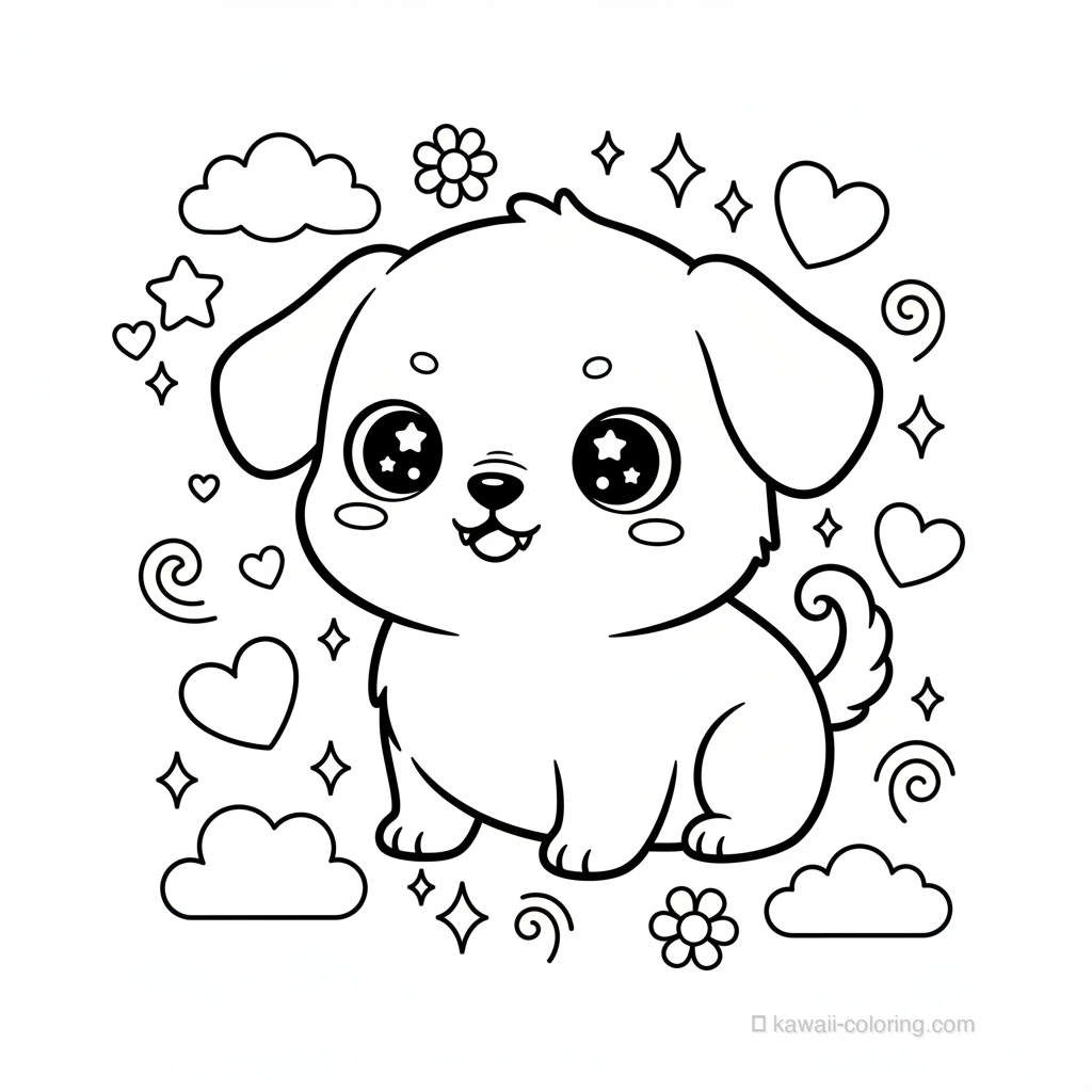Coloriage Kawaii Chiens Kawaii #25