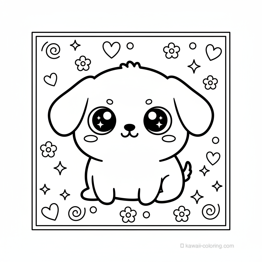 Kawaii Kawaii Dogs Coloring Page #22