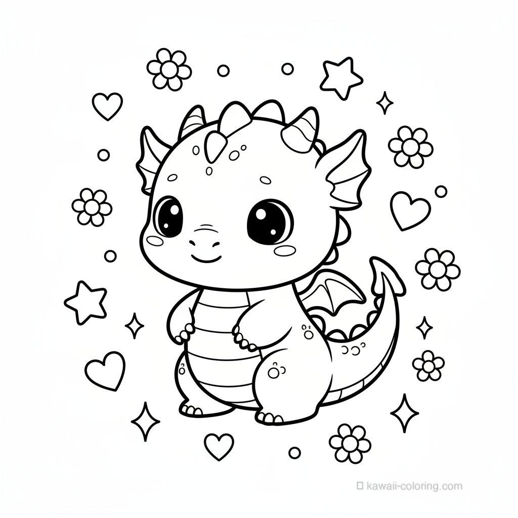 Coloriage Kawaii Dragons Kawaii #28