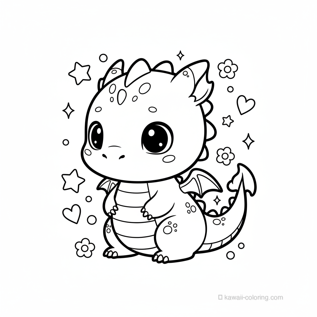 Coloriage Kawaii Dragons Kawaii #23