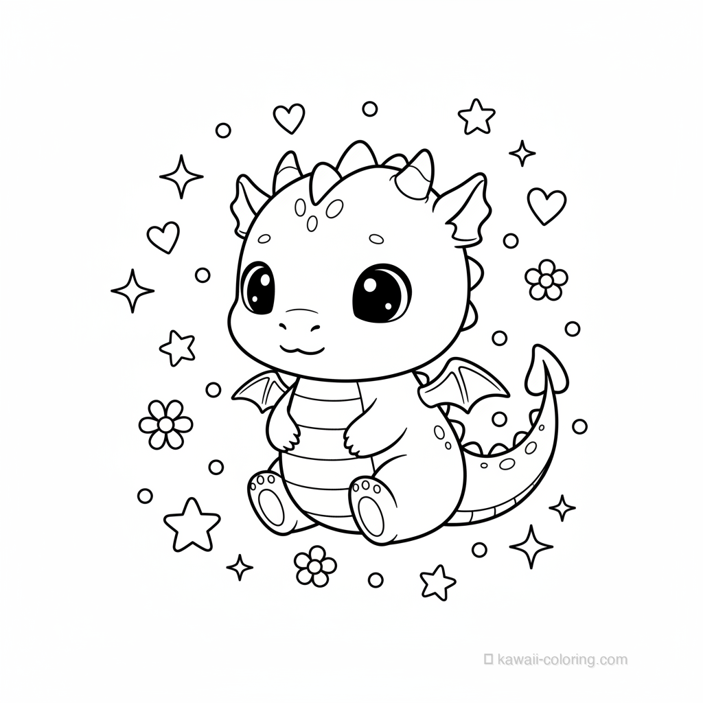 Kawaii Kawaii Dragons Coloring Page #21