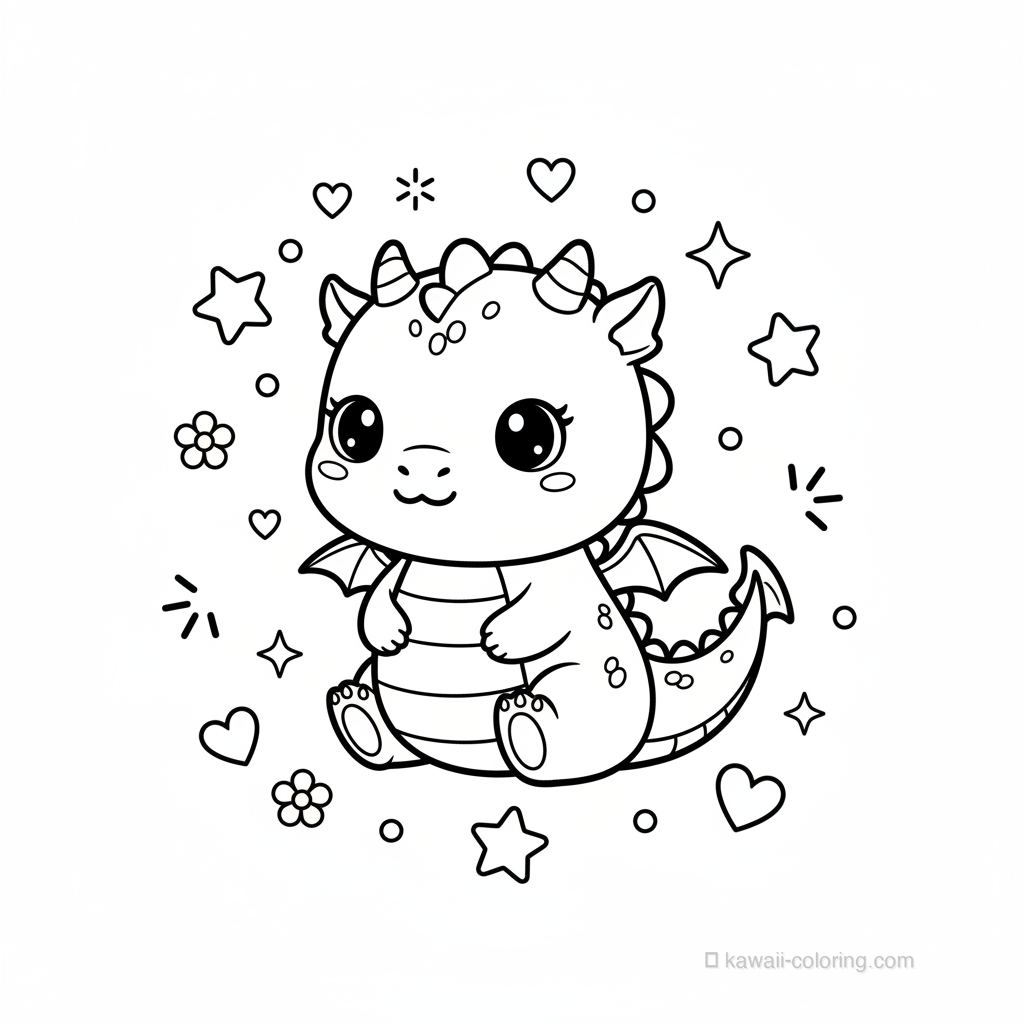 Coloriage Kawaii Dragons Kawaii #26