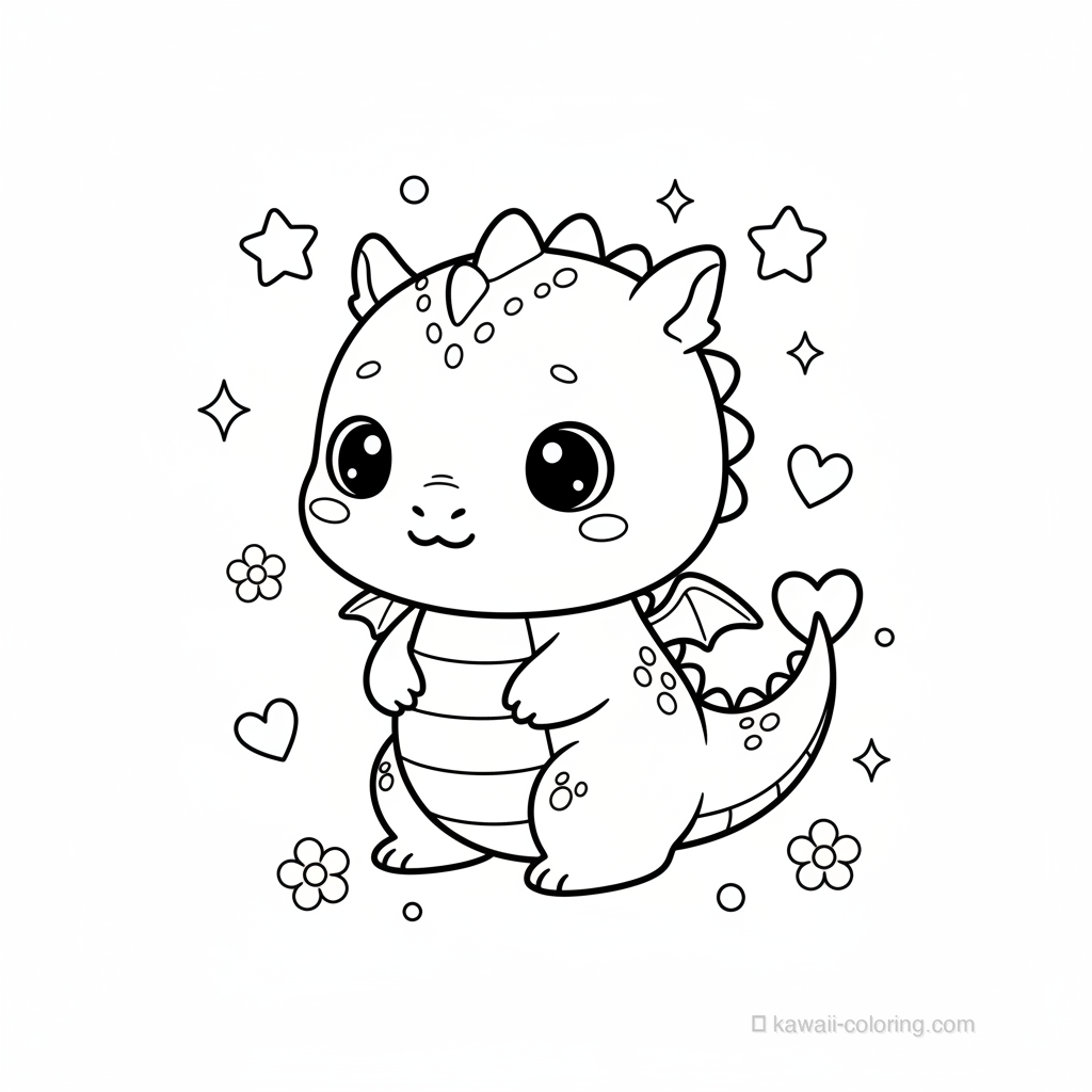 Coloriage Kawaii Dragons Kawaii #30