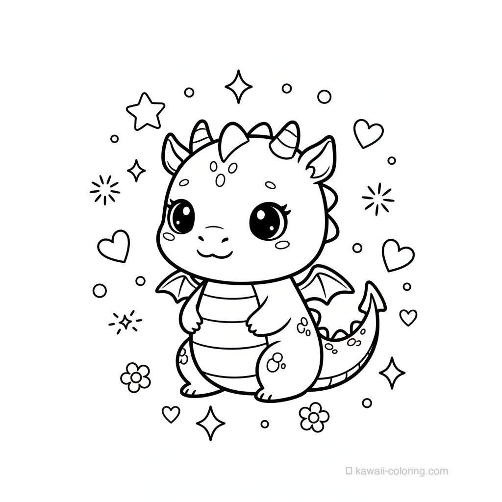 Coloriage Kawaii Dragons Kawaii #22