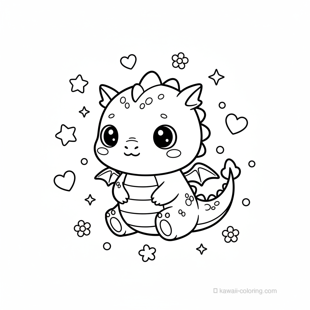 Coloriage Kawaii Dragons Kawaii #29