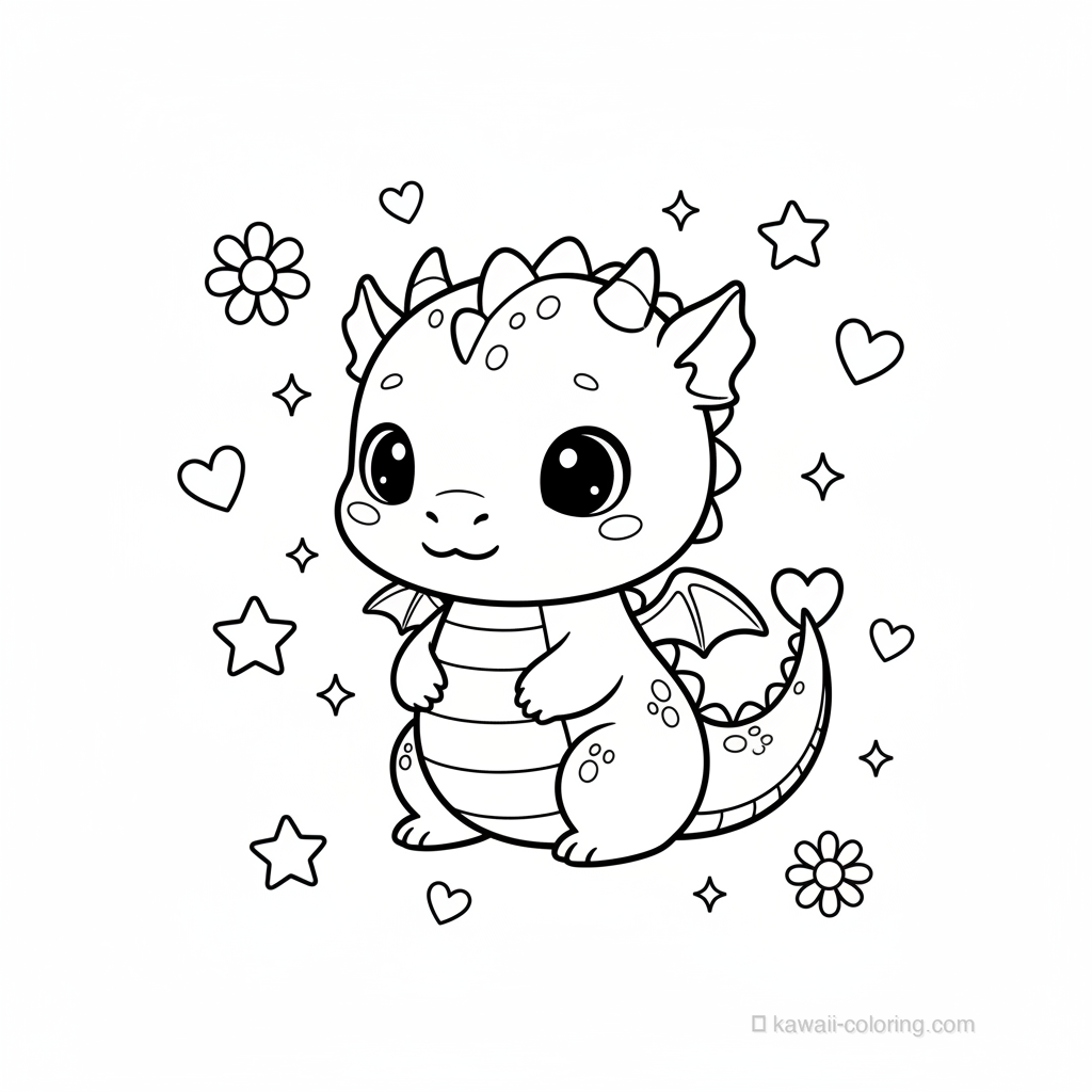 Coloriage Kawaii Dragons #18