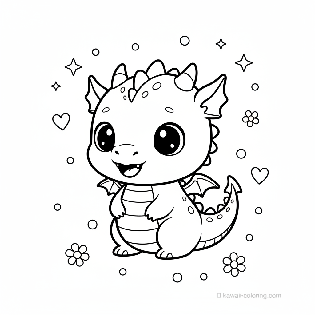 Kawaii Dragons Ausmalbild #5