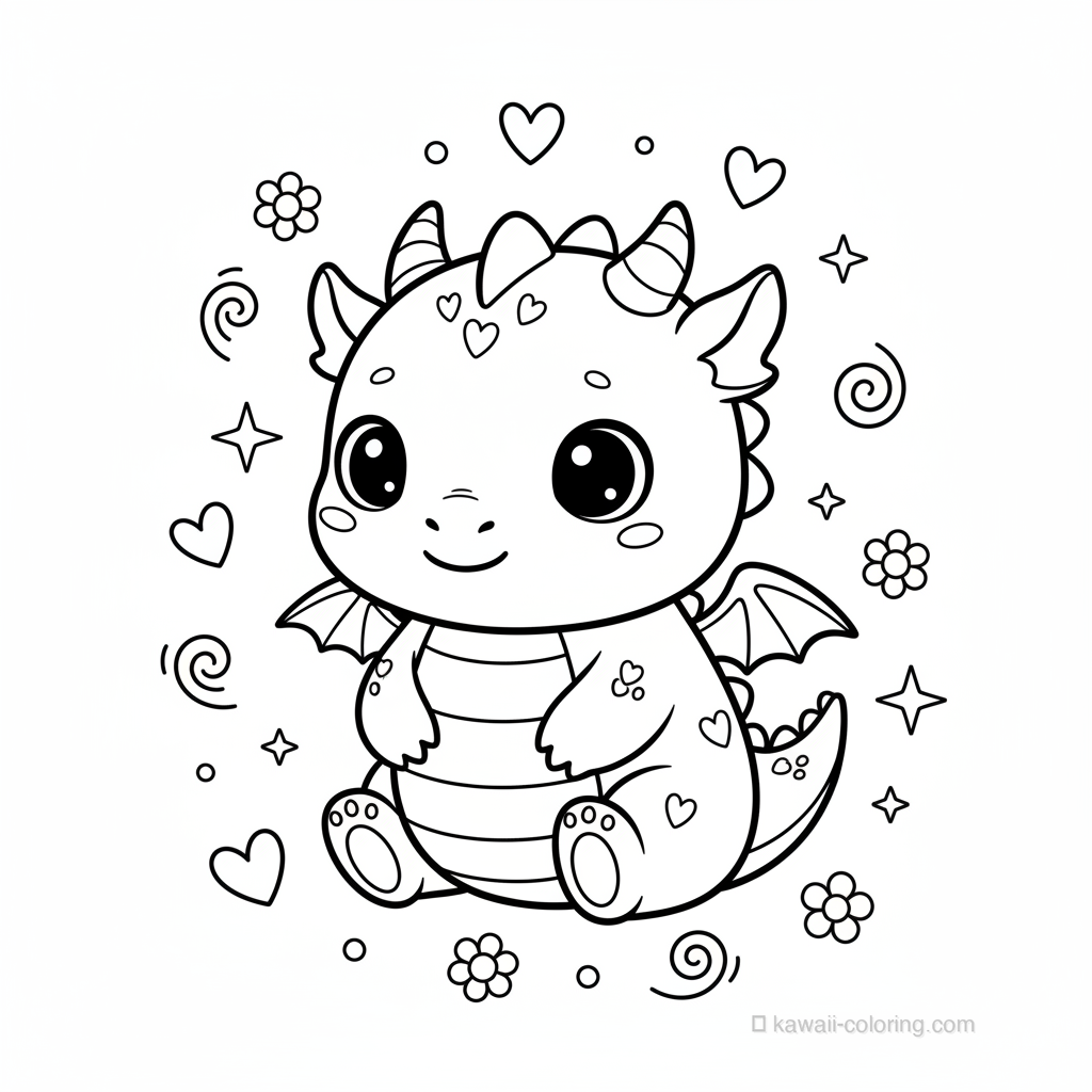 Coloriage Kawaii Dragons #16