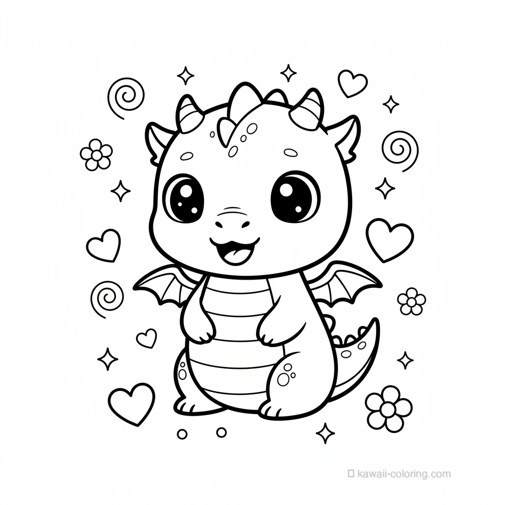 Coloriage Kawaii Dragons #19