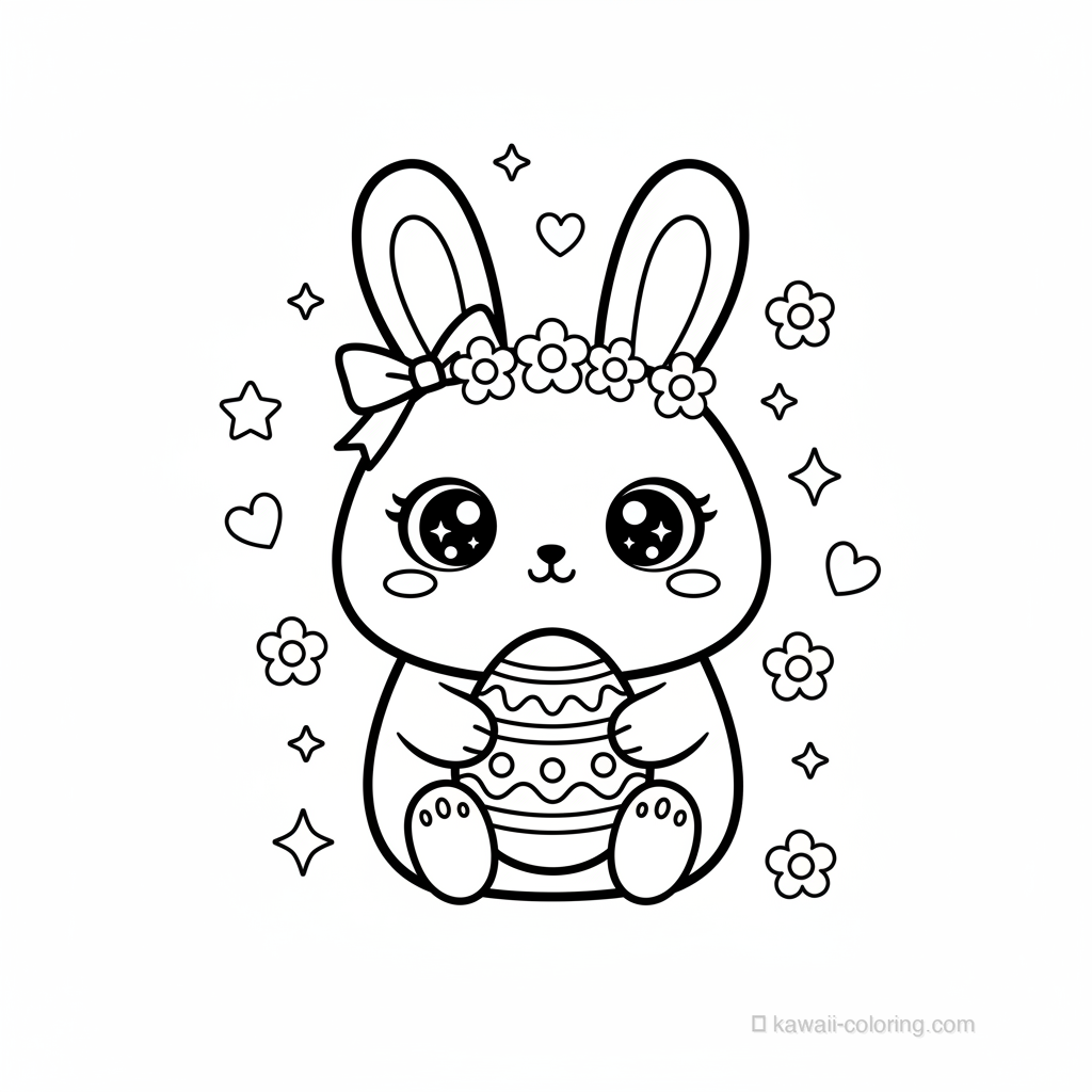 Coloriage Kawaii Easter Kawaii #3