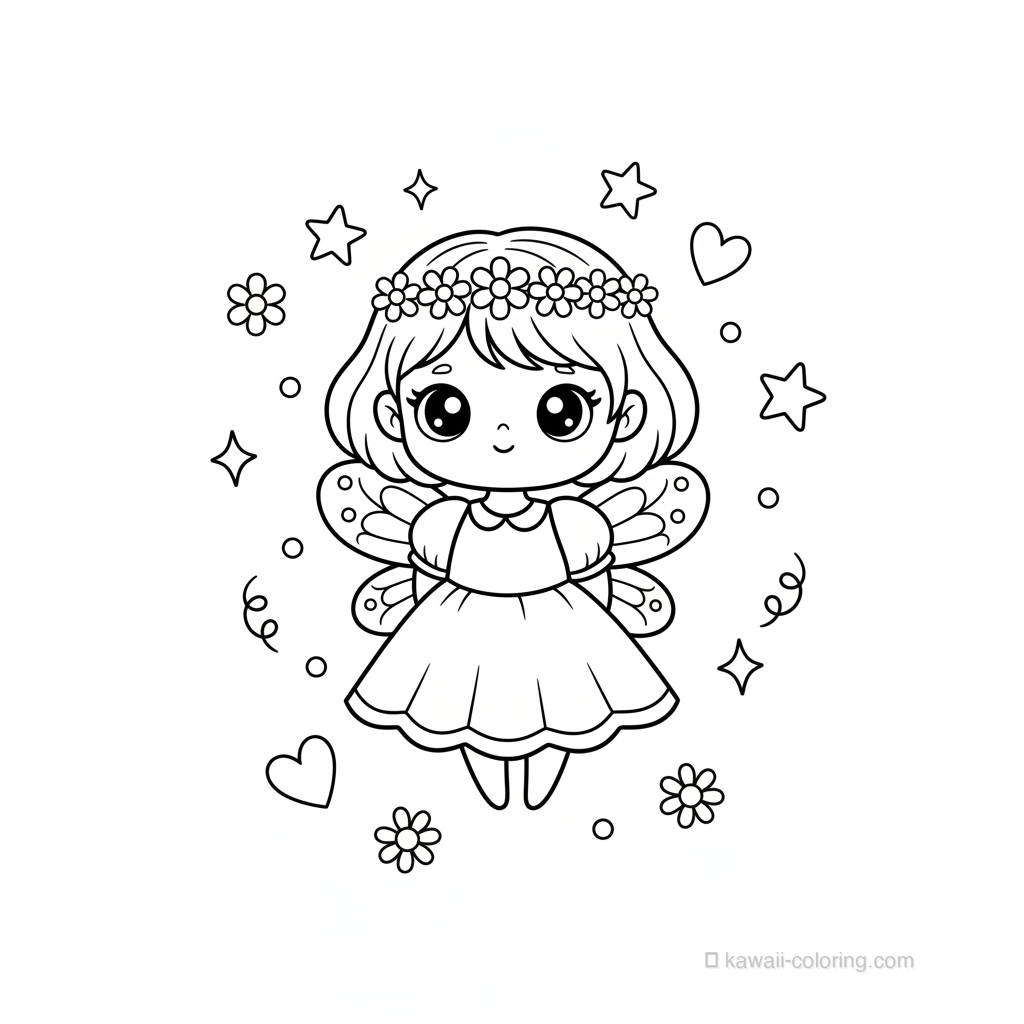Coloriage Kawaii Fairies #18