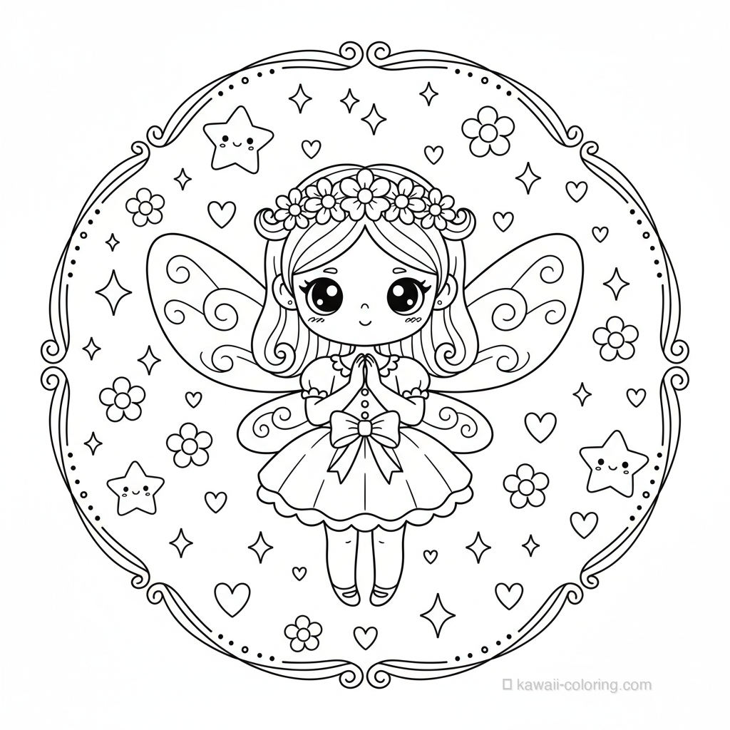 Coloriage Kawaii Fairies #4