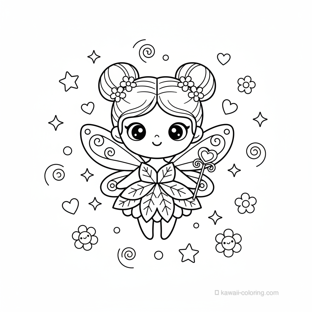Coloriage Kawaii Fairies #11