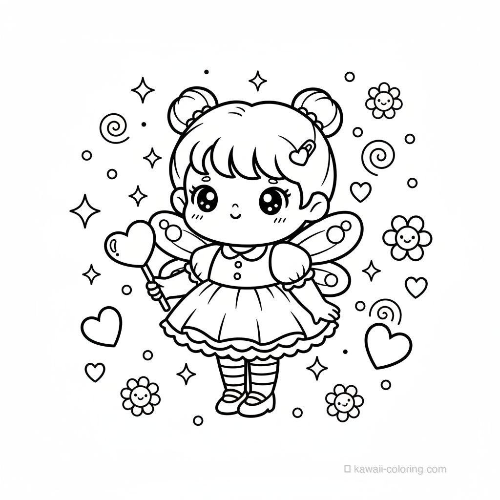 Dibujo Kawaii Fairies para Colorear #13