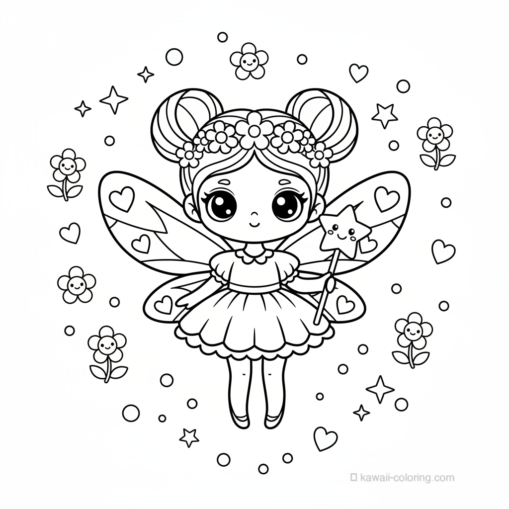 Coloriage Kawaii Fairies #9
