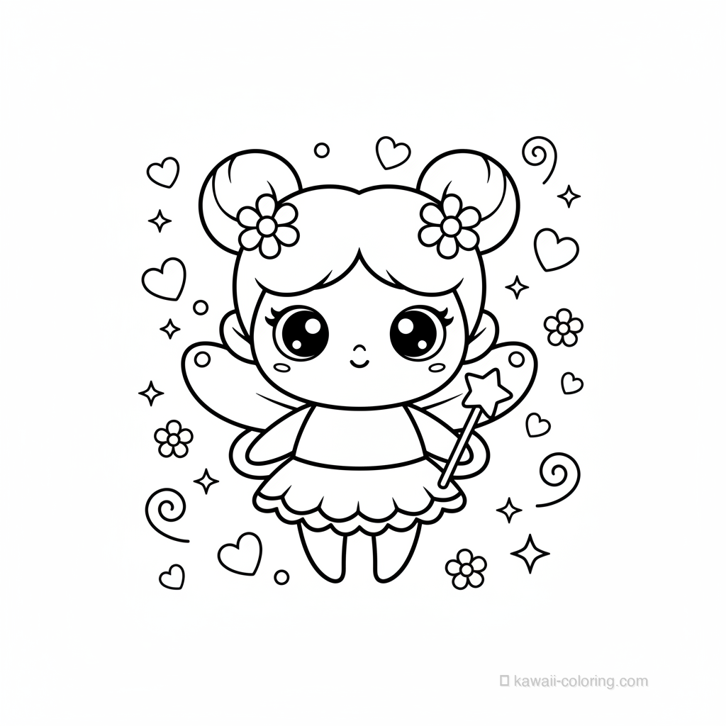 Coloriage Kawaii Fairies #3