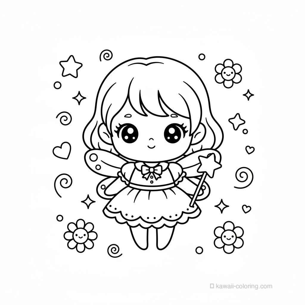 Coloriage Kawaii Fairies #12