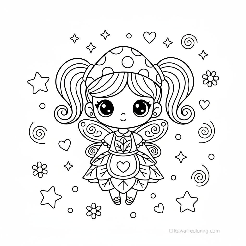 Coloriage Kawaii Fairies #6
