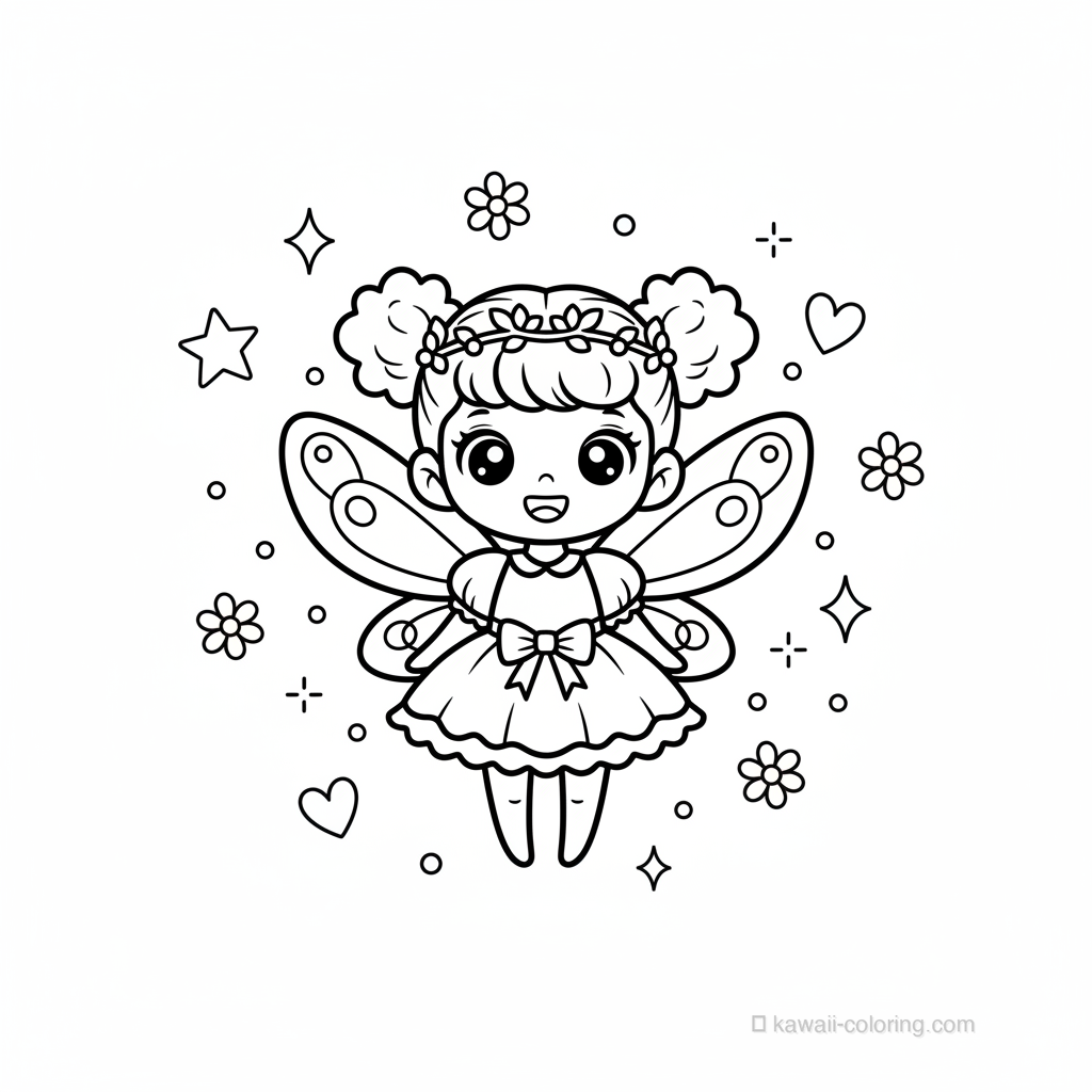 Coloriage Kawaii Fées #21